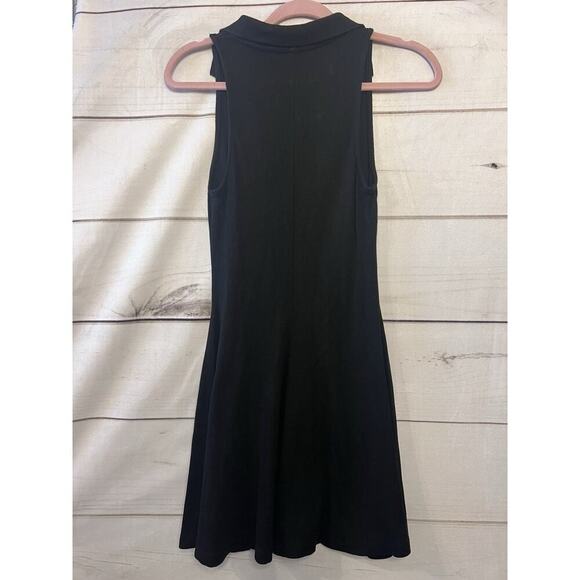 EUC Zara Womens Sleeveless Stretch V-Neck Shirt Collared Black Mini Dress Size M - Picture 4 of 4